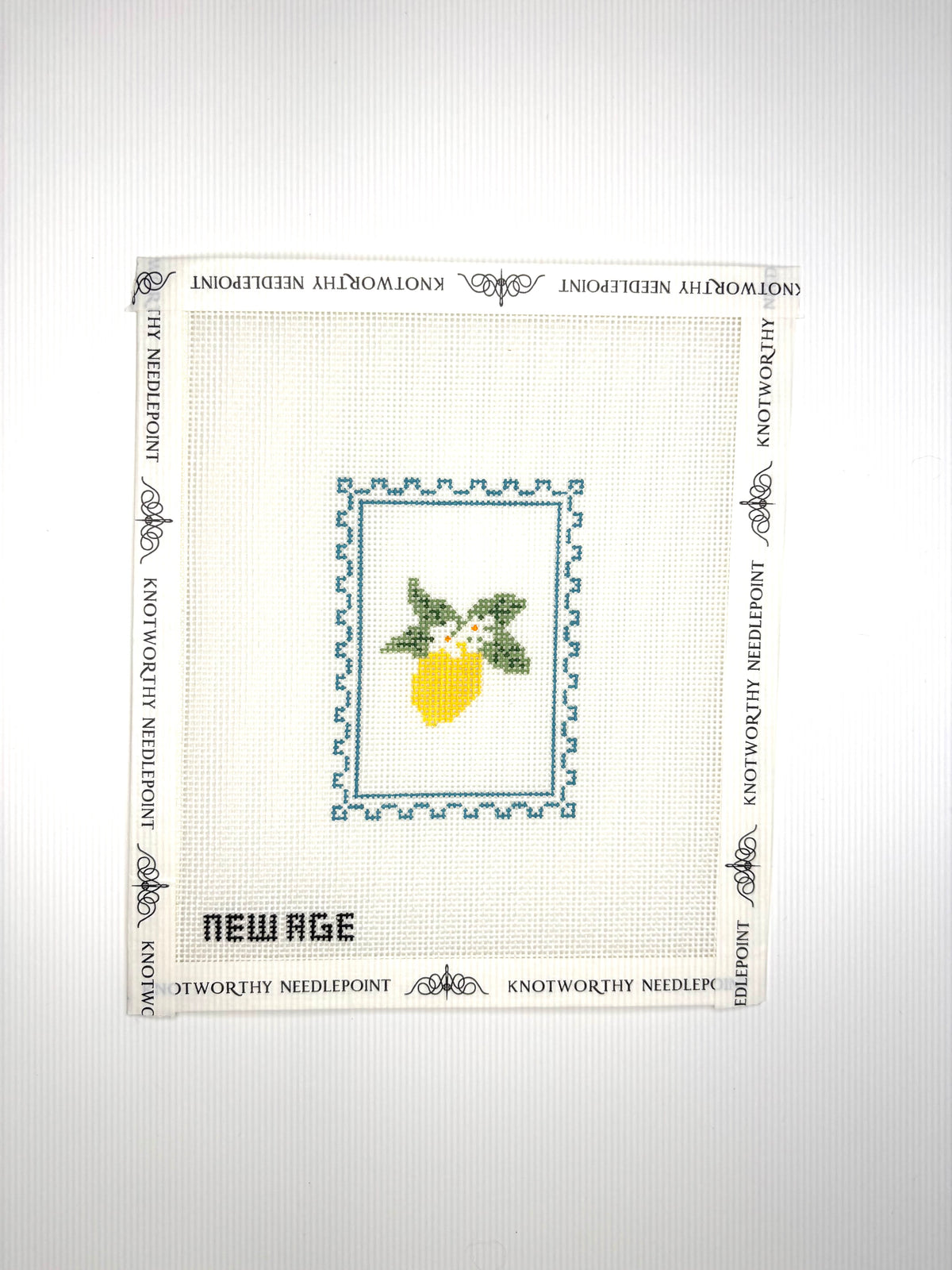 New Age Needlepoint Lemon Stamp hand-painted 18 mesh needlepoint canvas