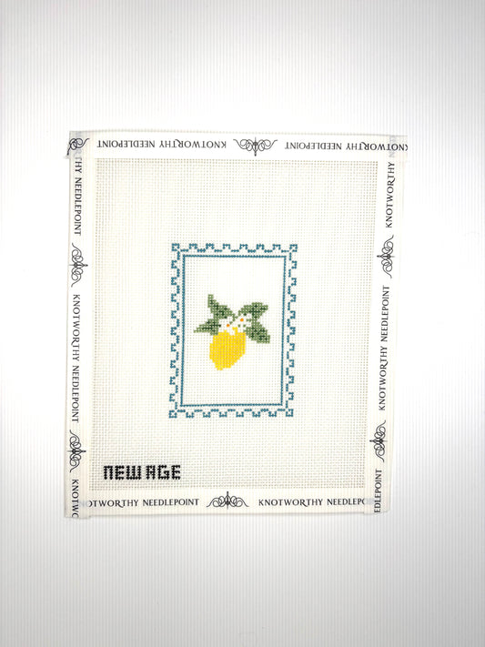 New Age Needlepoint Lemon Stamp hand-painted 18 mesh needlepoint canvas