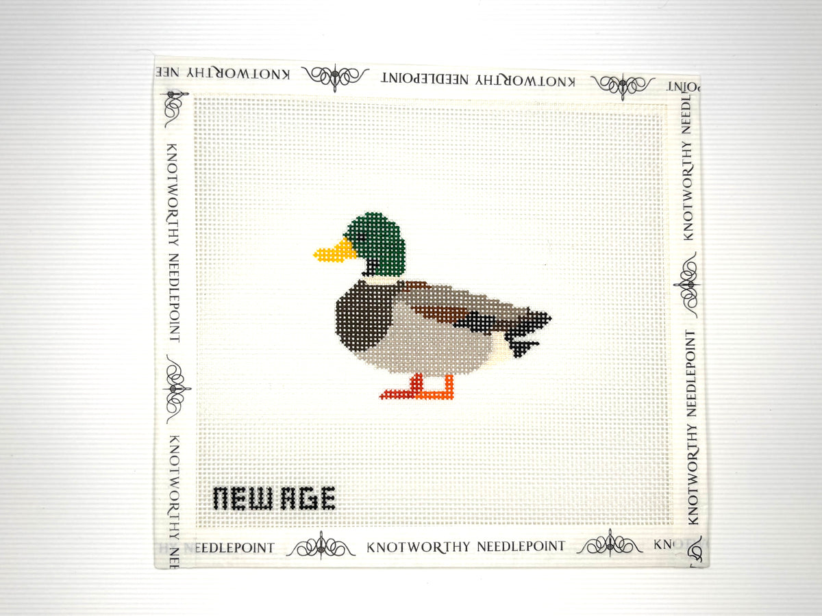 New Age Needlepoint Mallard Duck hand-painted 18 mesh needlepoint canvas