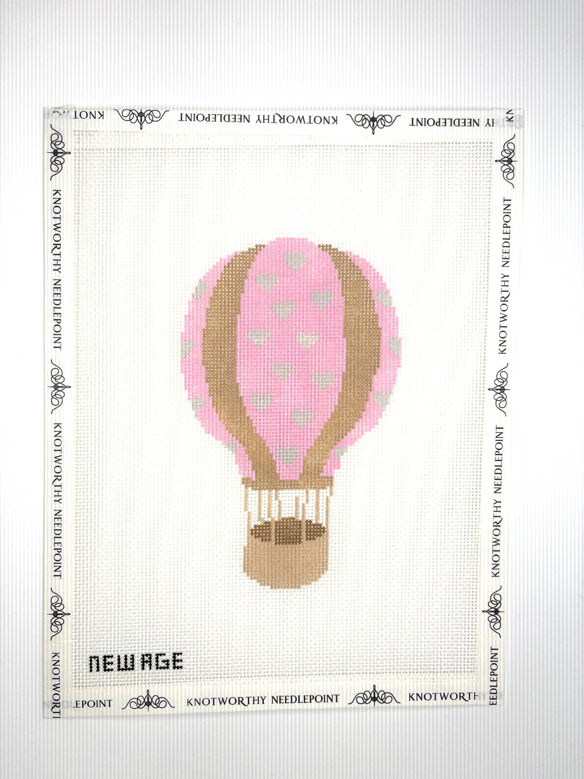 New Age Needlepoint Pink Heart Hot Air Balloon hand-painted 18 mesh needlepoint canvas