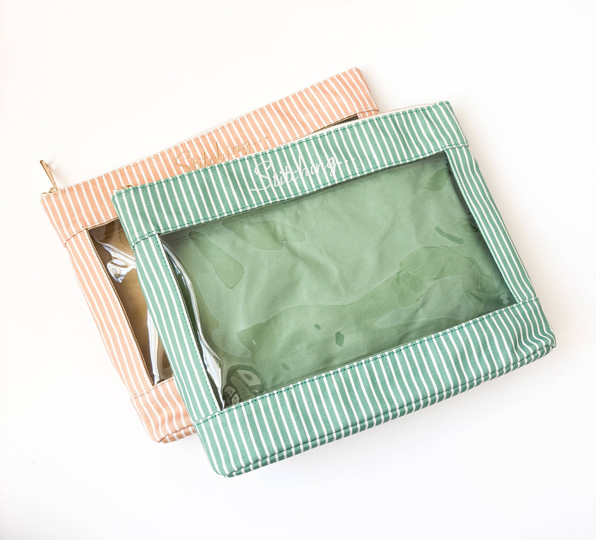 New Age Needlepoint Stitching large green stripe project bag product detail