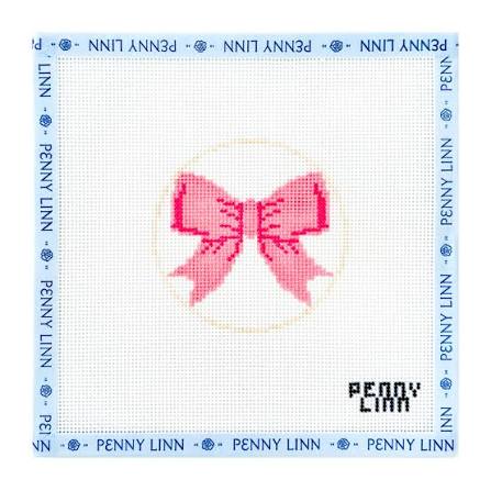 Penny Linn PLD-245 Beginner Bow Pink hand-painted 13 mesh needlepoint canvas