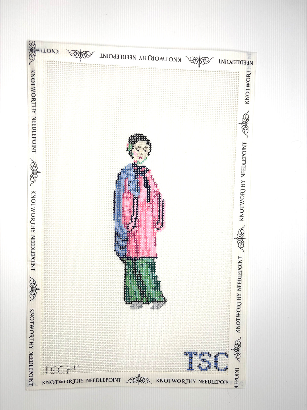The Sheffield Collection Pith Painting Qing Dynasty Woman 18 mesh needlepoint canvas 7 x 3 inches TSC24
