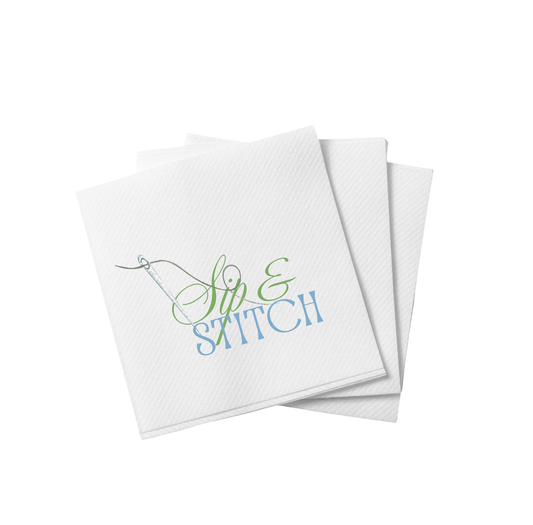 Sip and Stitch needlepoint cocktail napkins set for stitch nights