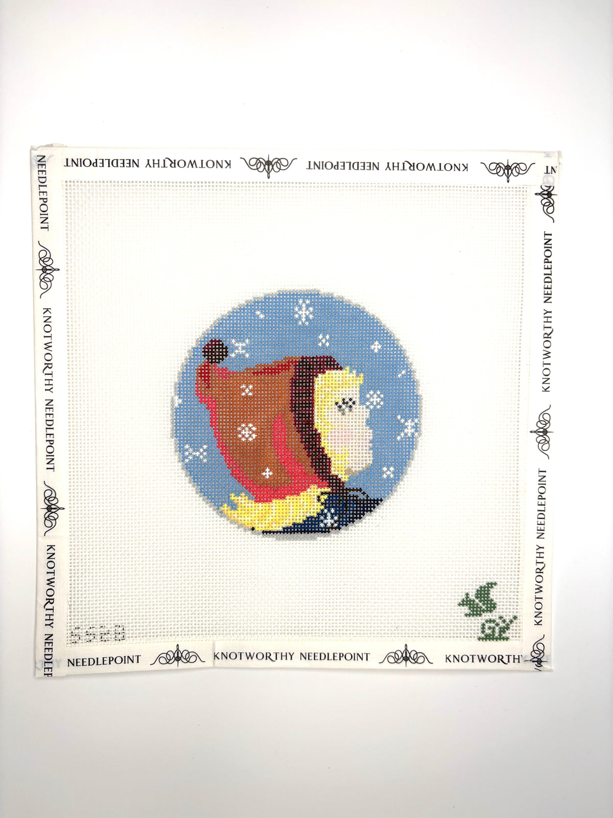 Snowflakes That Stay on My Nose and Eyelashes 18 mesh needlepoint canvas from The Squirrel and The Snail My Favorite Things collection