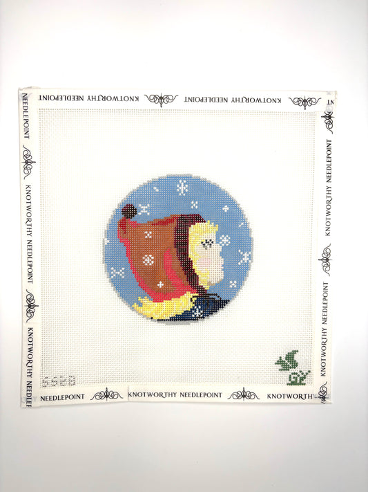 Snowflakes That Stay on My Nose and Eyelashes 18 mesh needlepoint canvas from The Squirrel and The Snail My Favorite Things collection