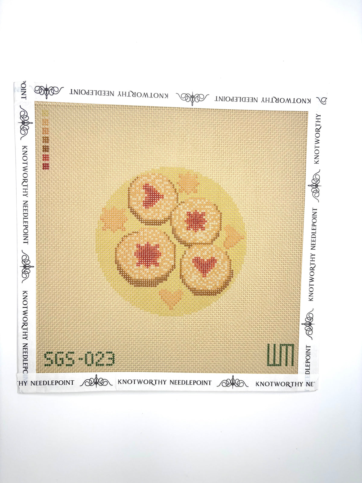 Spring Gate Stitchery Lintzer Cookie Round 4 inch 18 mesh needlepoint canvas from the Holiday Cookie Collection