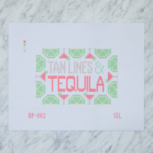 Stitch Lane Designs Tan Lines and Tequila professionally printed 18 mesh beach needlepoint canvas
