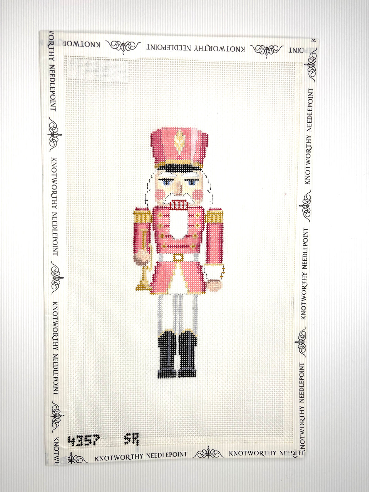 Susan Roberts Pink Trumpeter Nutcracker 18 mesh needlepoint canvas 6.5 inches high 4357