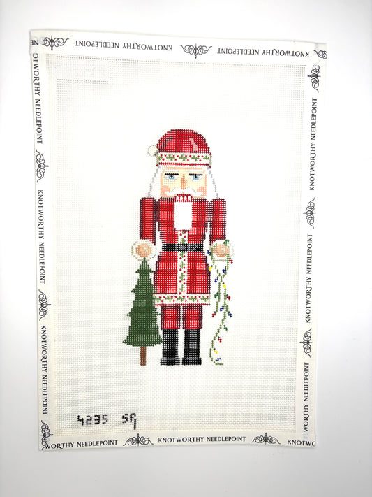 Susan Roberts Santa with Tree Nutcracker 18 mesh needlepoint canvas 6.5 inches tall design 4235