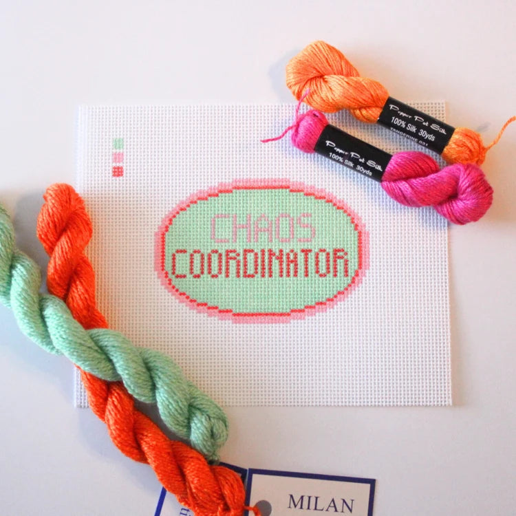 Chaos Coordinator Oval Needlepoint Canvas – 13 Mesh | Threaded & Tipsy
