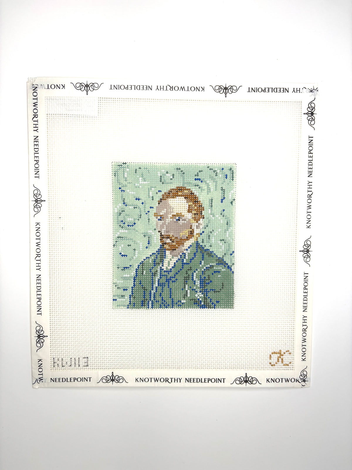 Vincent van Gogh Self Portrait Needlepoint Canvas by Kate Woodward on 18 mesh